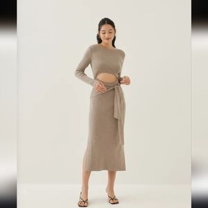 LOVE BONITO ZARA ESQUE Elegant Tan Knit Dress